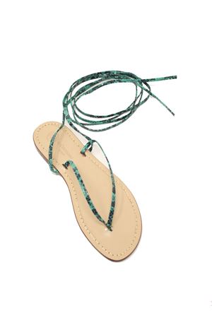 Green capri sandals with long leather laces Da Costanzo | VSCHIAVAPITONEVERDE